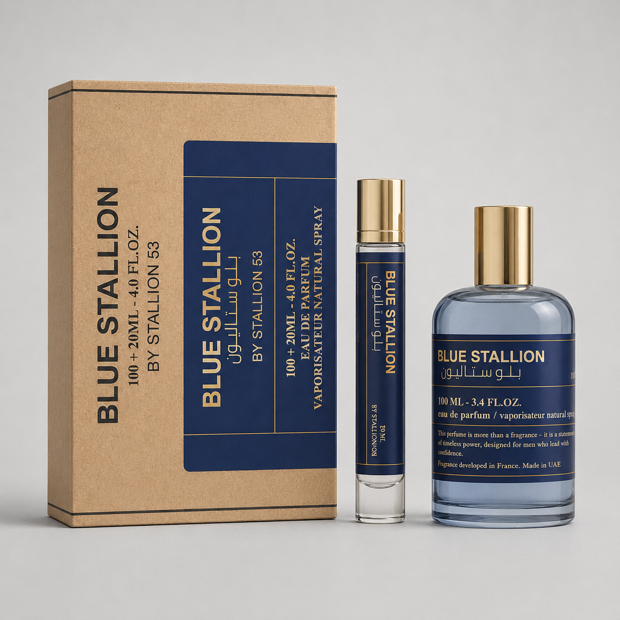 Set Blue Stallion Men (2 PC) EDP + Travel Spray
